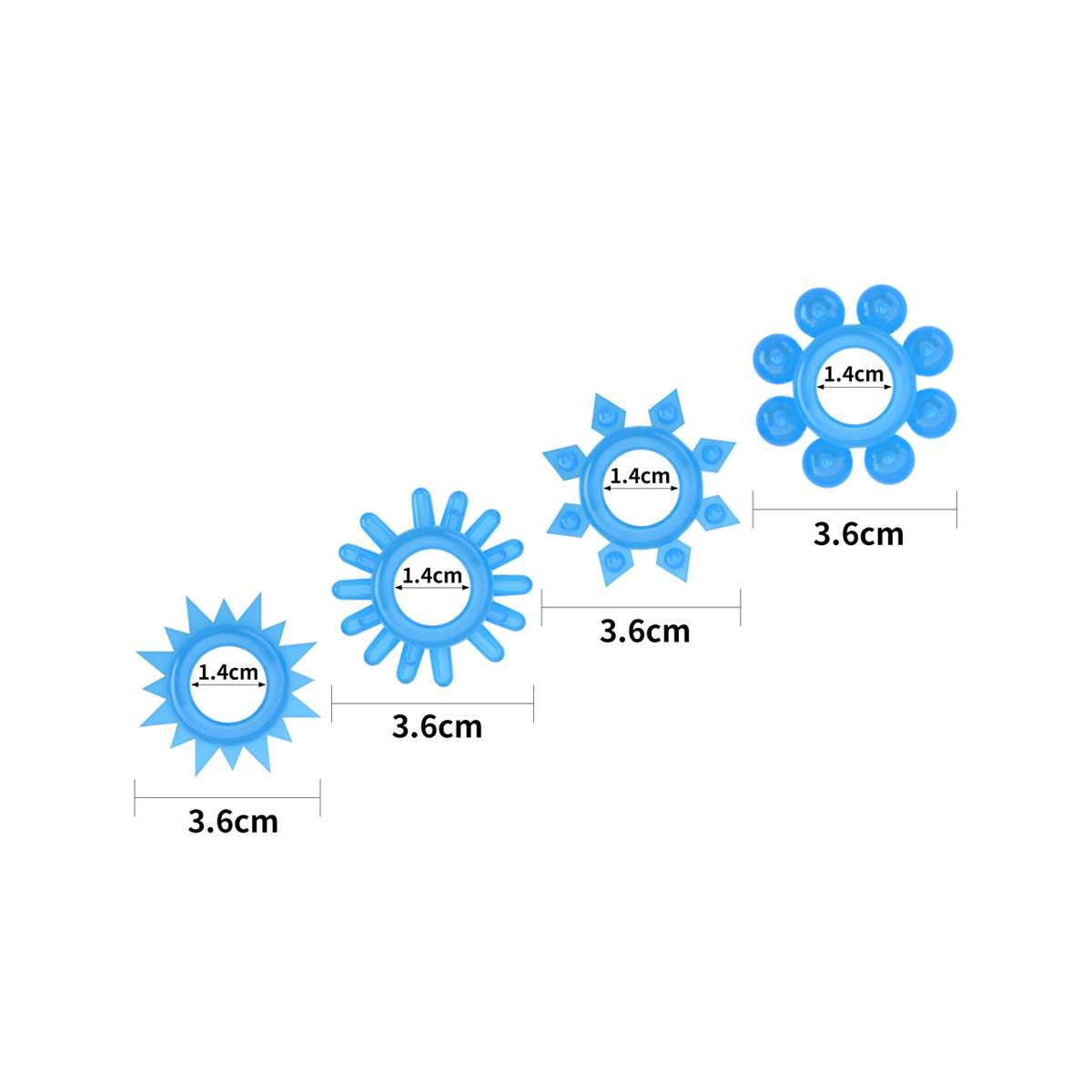 Kit com 4 Anéis Penianos em TPE, Texturizados em Formatos Diferenciados e Efeito Fosforescente - LoveToy Lumino Play - 3