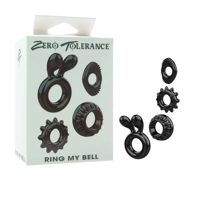 Foto 1 do produto Kit com 4 Anéis Penianos Feito em TPE com Formas e Texturas Diferentes - Zero Tolerance Ring My Bell