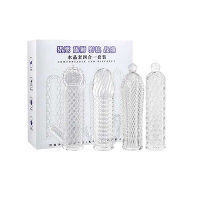 Foto 1 do produto Kit com 4 Modelos de Capas Peniana de Diferentes com Saliências e Relevos - Sleeve Crystal