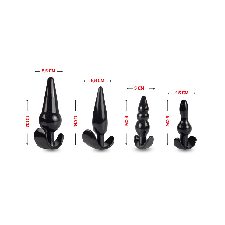 Kit de 4 Plugs Anais em Silicone com Tamanhos Graduais e Formatos Estimuladores - Dom P14 - 3