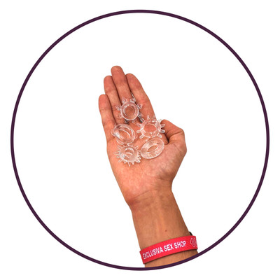 Foto 3 do produto Kit com 5 Anéis Penianos em Silicone com Cerdas Estimuladoras - Adão e Eva Mega Ring
