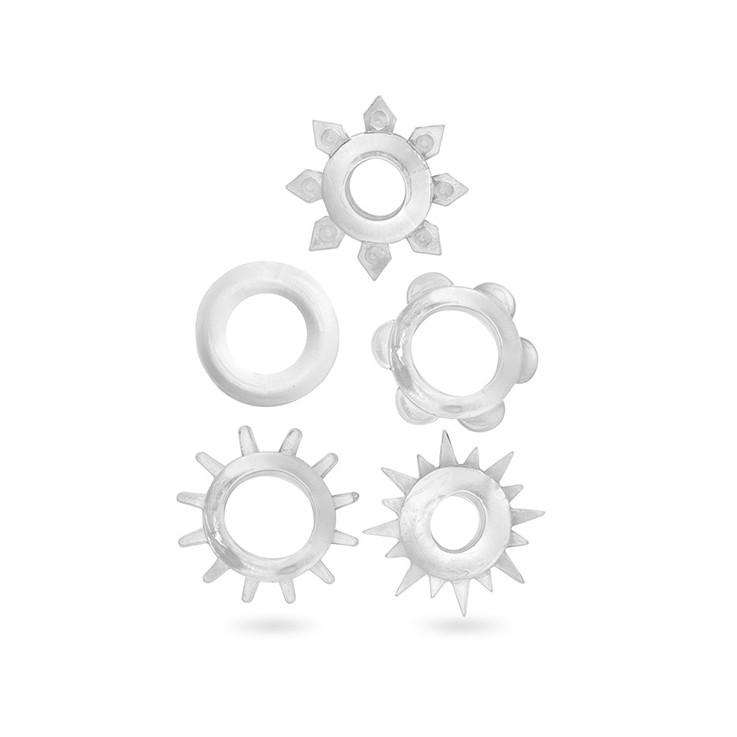 Kit com 5 Anéis Penianos em Silicone com Cerdas Estimuladoras - Adão e Eva Mega Ring - 2