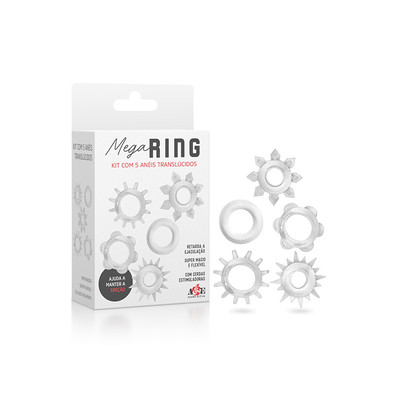 Foto 1 do produto Kit com 5 Anéis Penianos em Silicone com Cerdas Estimuladoras - Adão e Eva Mega Ring