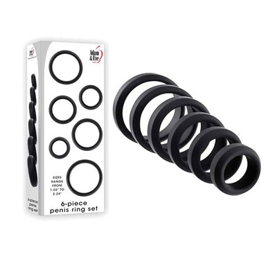 Kit com 6 Anéis Penianos em Silicone - Adam & Eve 6-Piece Pênis Ring Set