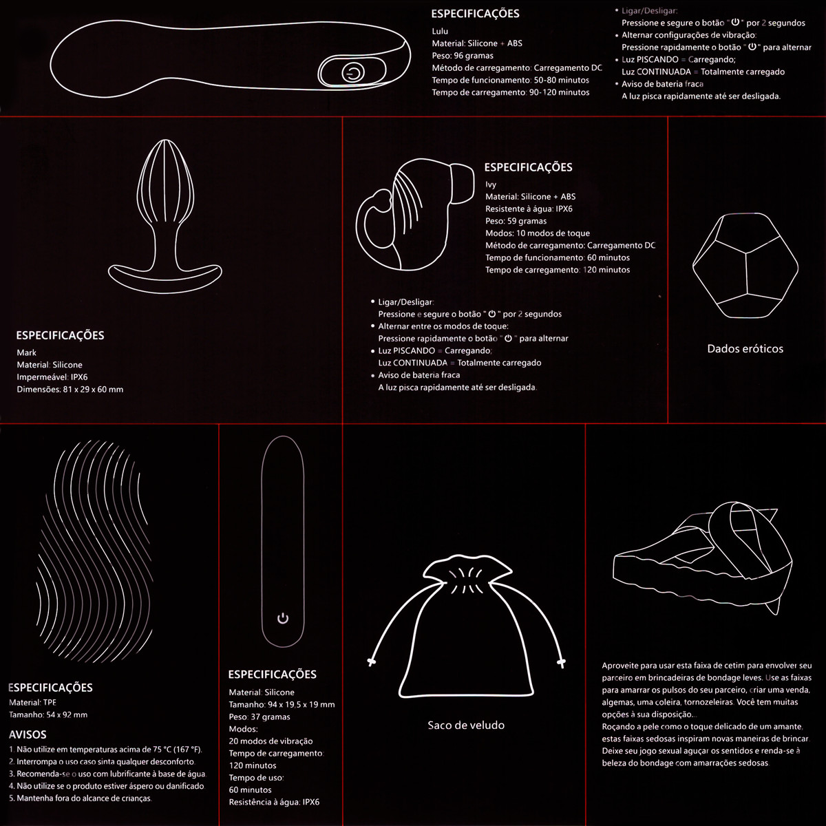 Kit com 7 Itens para Descobertas Sensuais - Intt Box Secret - 7