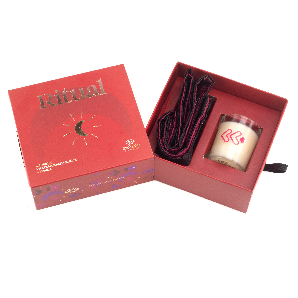 Kit com Amarra e Vela para Massagem Corporal Beijável - Exclusiva Ritual | Disponível em 2 Cores - 7