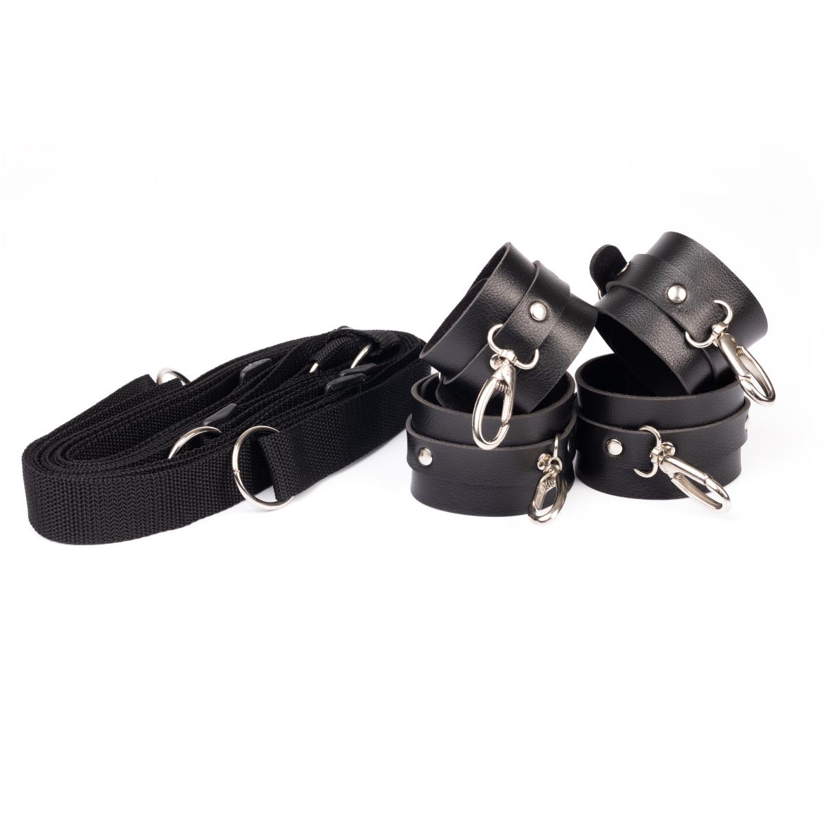 Kit Bondage com 2 Braceletes e 2 Tornozeleiras com Amarras - New Star Couros - 2