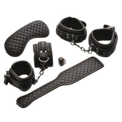 Foto 10 do produto Kit Bondage em couro Sintético com Par de Algemas e Tornozeleiras, Venda para os Olhos, Palmatória e Vibrador de Dedo - Adam & Eve Eve's Fetish Dreams