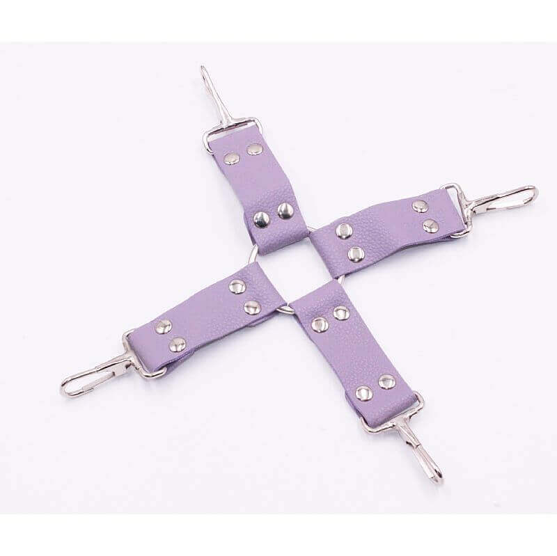 Kit Bondage - Kit com Algema, Tornozeleira, Coleira, Venda, Guia, Chicote e Mordaça - Contém 7 Itens | Cor: Lilás - 8