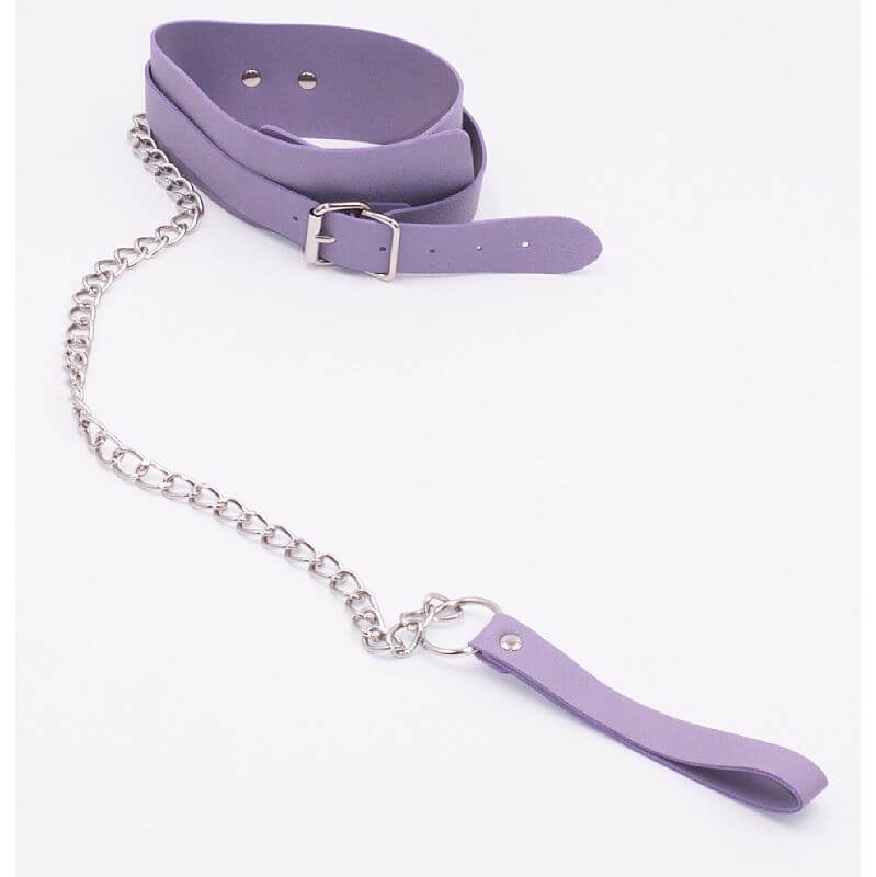 Kit Bondage - Kit com Algema, Tornozeleira, Coleira, Venda, Guia, Chicote e Mordaça - Contém 7 Itens | Cor: Lilás - 12