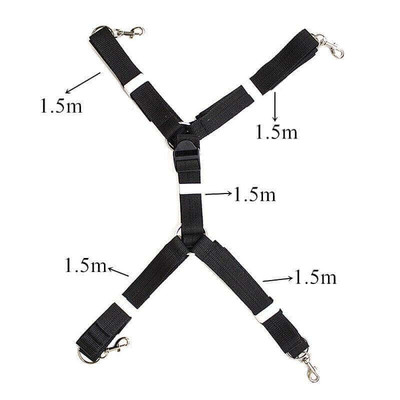 Foto 4 do produto Kit Bondage - Kit com Amarras de Pulsos e Tornozelos com Ajuste em Velcro e Fitas em Nylon Resistente para Imobilização dos Membros | Disponível em 3 Cores