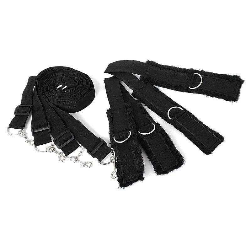 Kit Bondage - Kit com Amarras de Pulsos e Tornozelos com Ajuste em Velcro e Fitas em Nylon Resistente para Imobilização dos Membros | Disponível em 3 Cores - 1