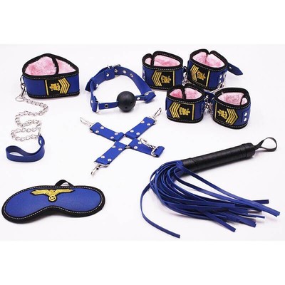 Foto 1 do produto Kit Bondage - Kit Marinheira Sexy com Algema, Tornozeleira, Coleira, Venda, Guia, Chicote e Mordaça - Contém 7 Itens