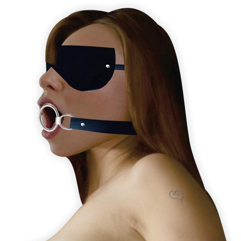 Kit Bondage com Mordaça Argola e Venda em Couro Ecológico - InNamorata Sex Night | 2 Itens - 2