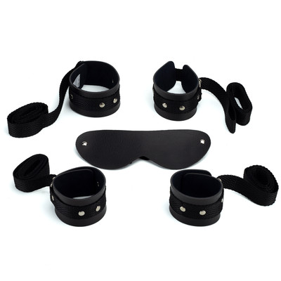 Foto 2 do produto Kit Bondage com Venda para os Olhos em Couro Montana e 4 Amarras - Exclusiva Linha Sado