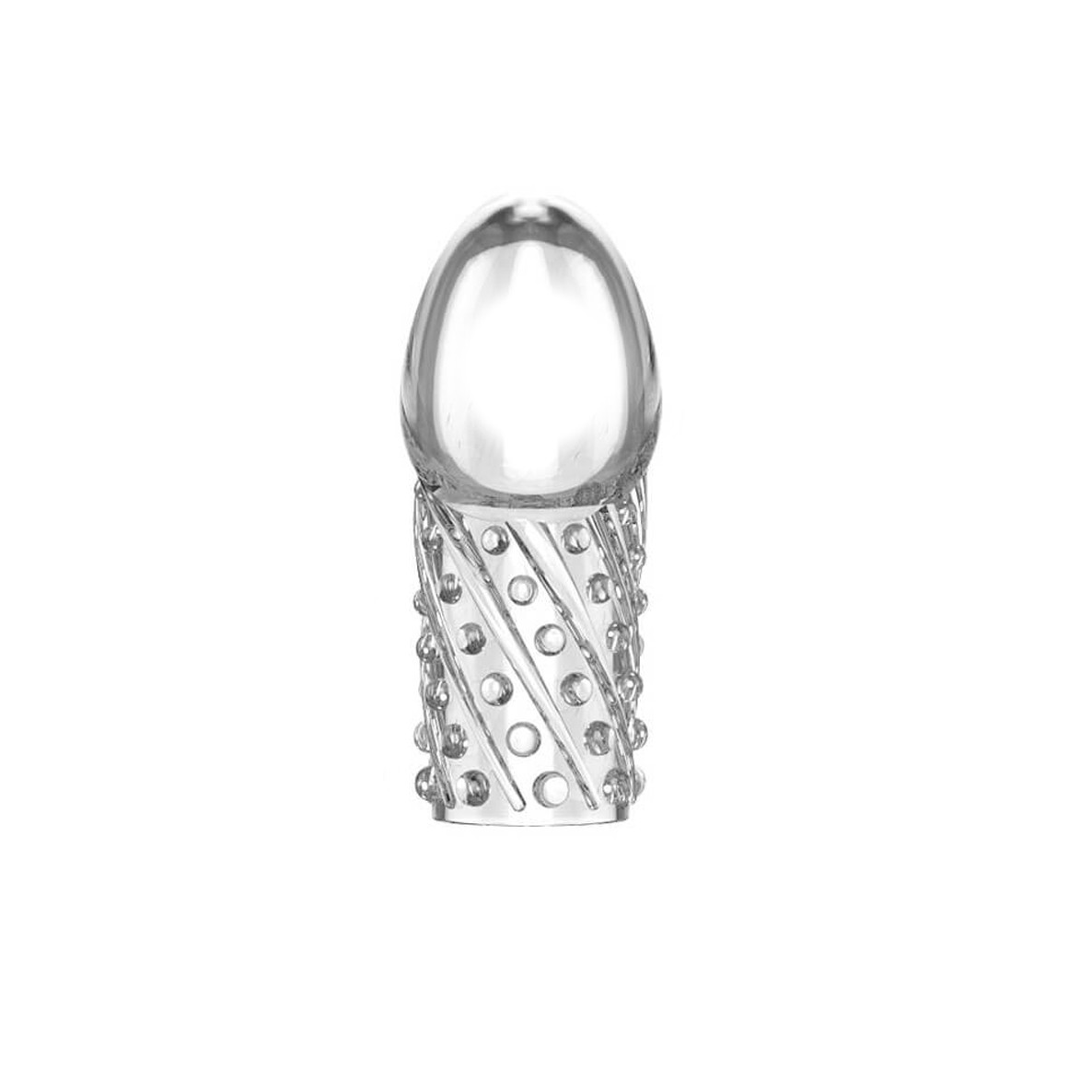 Kit em Silicone com 2 Capas Texturizadas para Glande e 3 Anéis Penianos de Tamanho Gradual - JG Penis Cover Set-Clear - 3