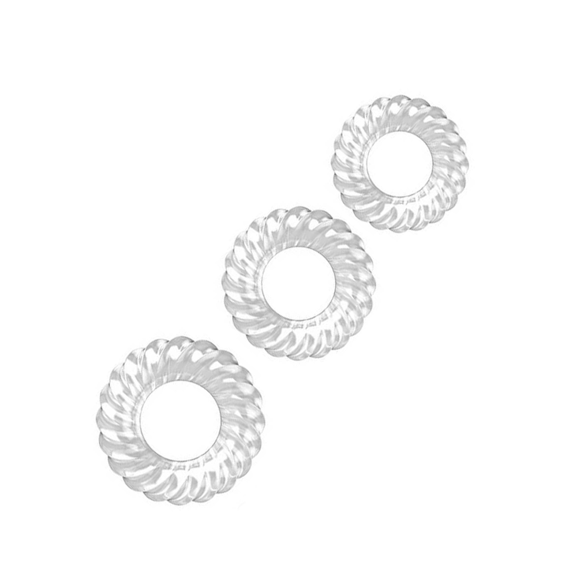 Kit em Silicone com 2 Capas Texturizadas para Glande e 3 Anéis Penianos de Tamanho Gradual - JG Penis Cover Set-Clear - 2