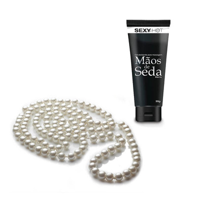 Foto 4 do produto Kit com Colar de Pérolas e Gel Mãos de Seda para Massagem Sensual