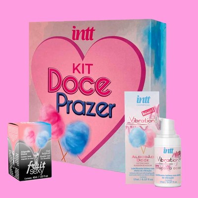 Kit Doce Prazer com Gel Beijável com Sabor de Algodão Doce e Gel Eletrizante Unissex - Intt Cosméticos