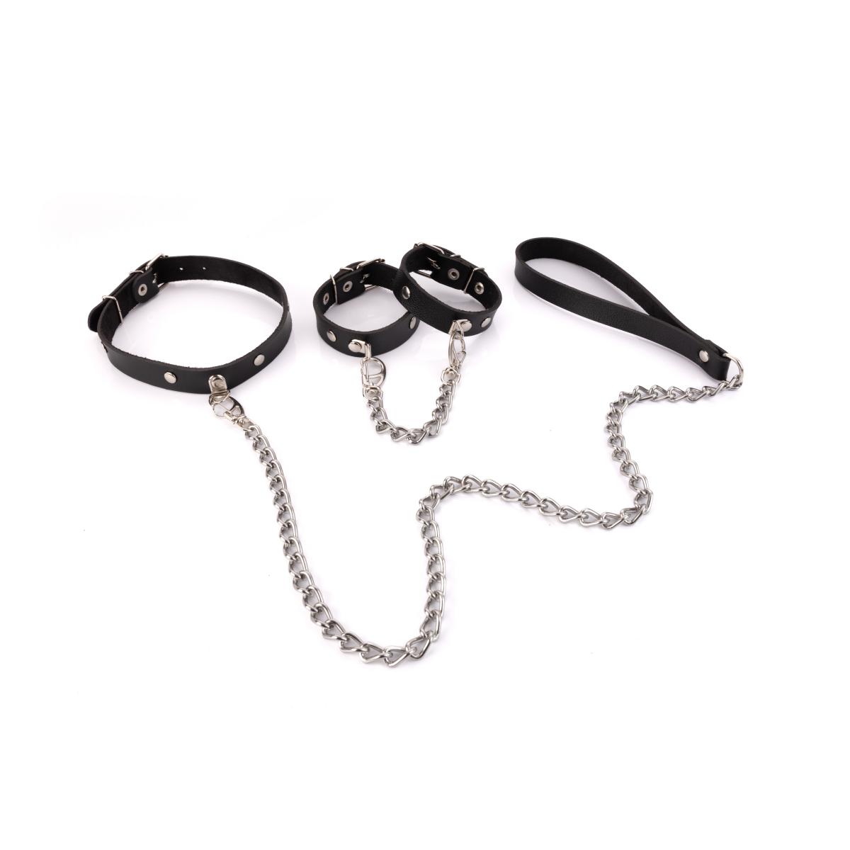 Kit Gargantilha com Guia e Bracelete em Couro Montana com Corrente - New Star Couros - 2