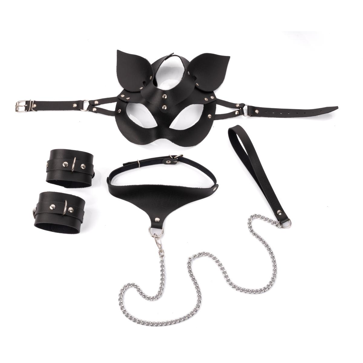 Kit Gatinha com Máscara, Algemas e Gargantilha com Guia - New Star Couros - 2