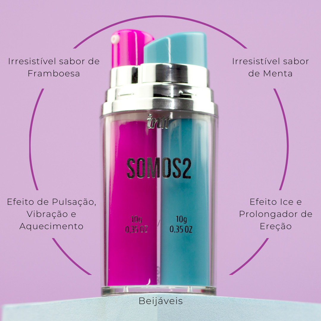 Kit Gel Estimulante Feminino e Gel Prolongador Masculino com Sabores e Efeitos - Intt Cosméticos Somos2 | 10g - 2