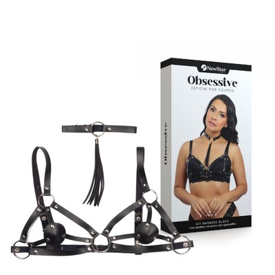 Kit Harness Feminino em Couro Montana com Gargantilha - New Star Couros | Disponível em 2 Tamanhos