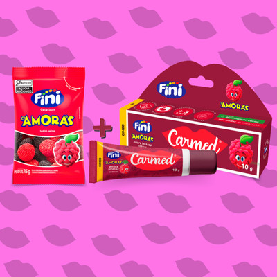 Kit com Hidratante Labial Diário com Alto Poder de Hidratação e Balas de Sabor Amora - Carmed Fini Amora Intensa | 2 Itens