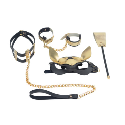 Kit Luxo Gold em Couro Montana para BDSM com 5 Peças - Exclusiva Linha Sado