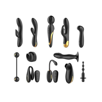 Kit Luxuoso com 12 Produtos Folheados à Ouro 18k e Silicone Aveludado - Pretty Love Queen's Luxury Collection
