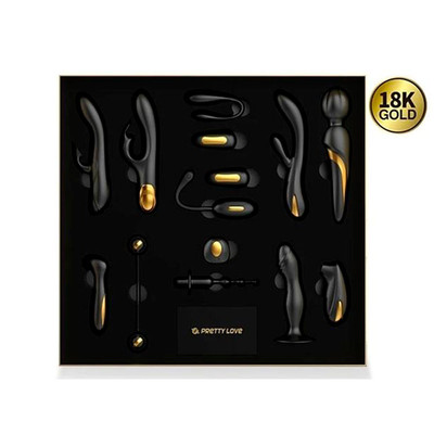 Foto 2 do produto Kit Luxuoso com 12 Produtos Folheados à Ouro 18k e Silicone Aveludado - Pretty Love Queen's Luxury Collection