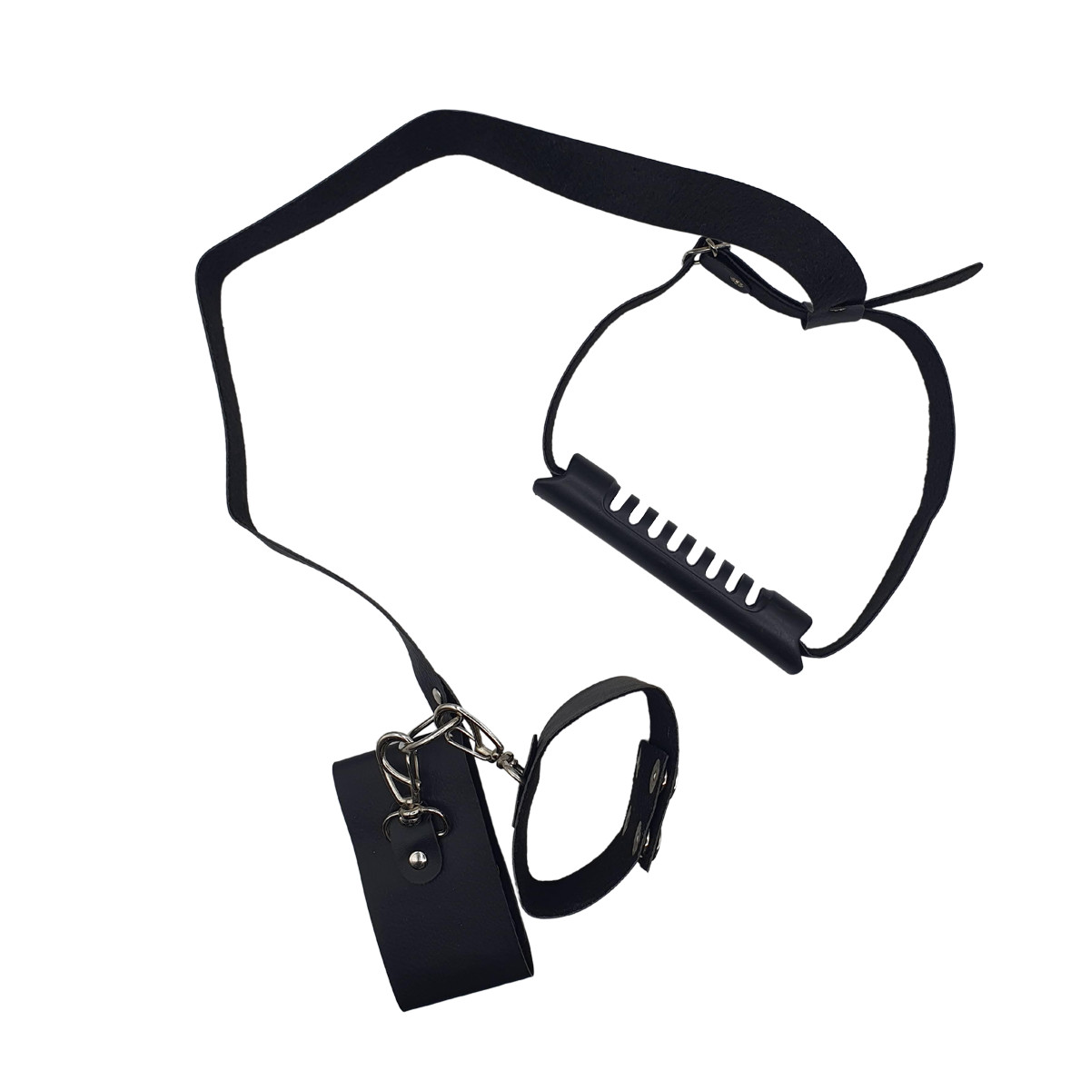 Kit Mordaça Bastão com Separador e Par Algemas em Couro Sintético - Sexy Fantasy Linha Sado - 4