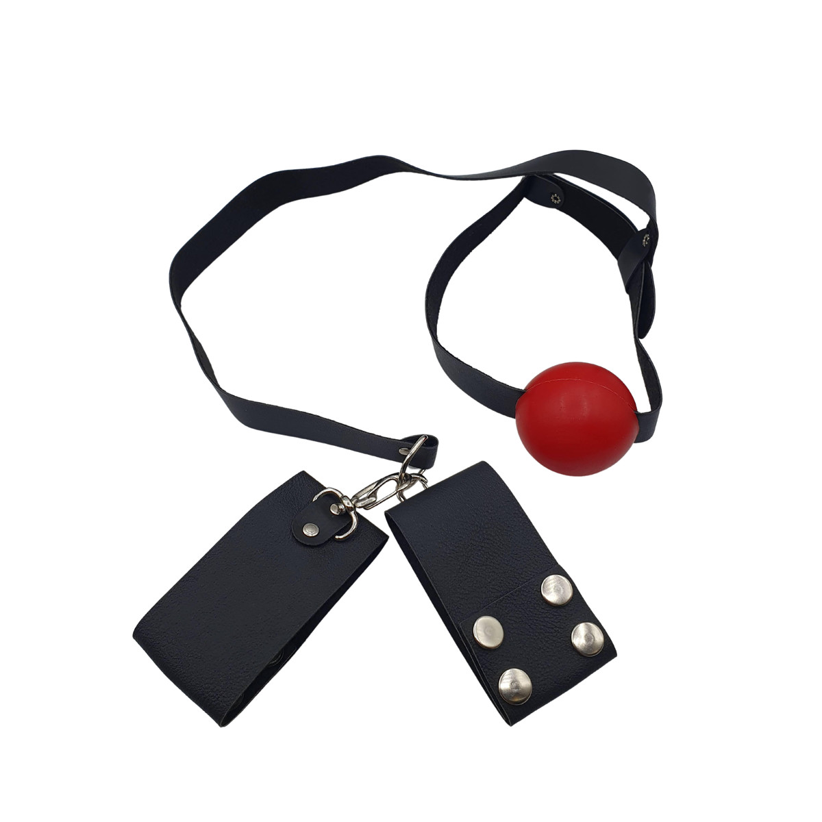 Kit Mordaça Bola com Separador e Par Algemas em Couro Sintético - Sexy Fantasy Linha Sado - 5