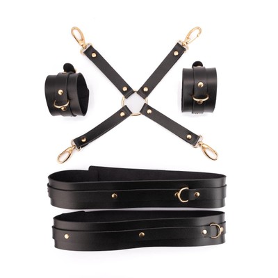 Foto 2 do produto Kit Ousada Gold em Couro Montana com Braceletes e Detalhes de Rebites - New Star Couros | Tamanho Único