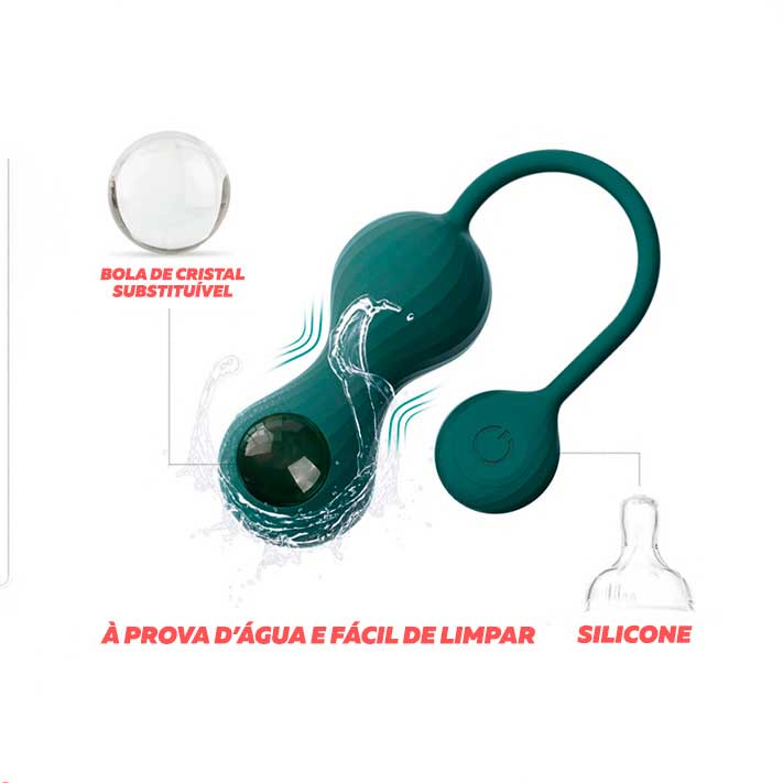 Kit de Pesos para Pompoar em Silicone, 10 Modos de Vibração, App Control e Carregamento via Cabo USB - Magic Motion Crystal Duo - 5