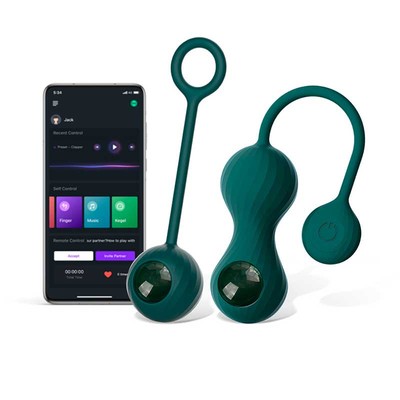 Kit de Pesos para Pompoar em Silicone, 10 Modos de Vibração, App Control e Carregamento via Cabo USB - Magic Motion Crystal Duo