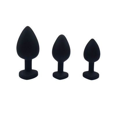Foto 4 do produto Kit Plug Anal em Silicone com Tamanhos Diferentes e Joia na Base no Formato de Coração - Intt Toys | 3 Itens