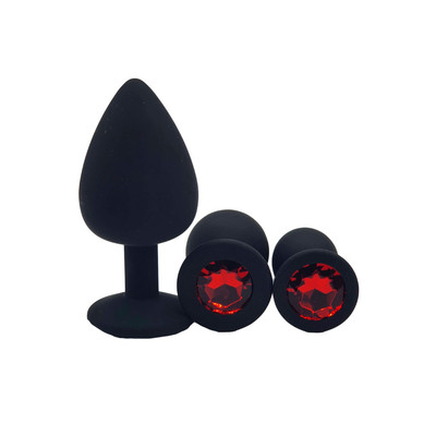Foto 11 do produto Kit Plug Anal em Silicone com Tamanhos Diferentes e Joia em sua Base - Seamless Butt Plug Starting Kit | Disponível em 8 Cores