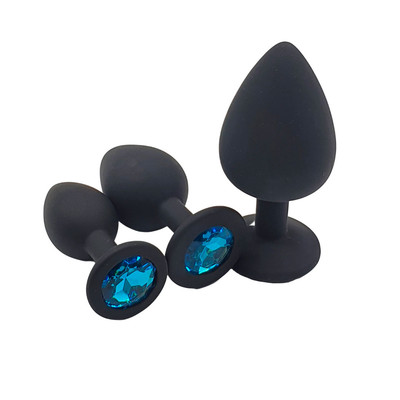 Foto 15 do produto Kit Plug Anal em Silicone com Tamanhos Diferentes e Joia em sua Base - Seamless Butt Plug Starting Kit | Disponível em 8 Cores
