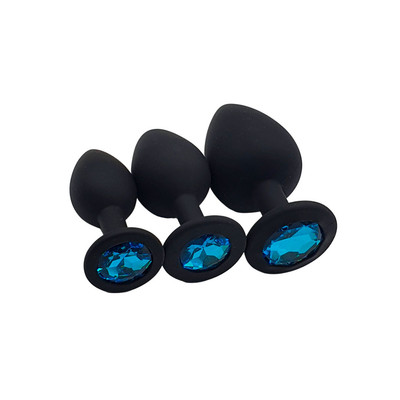 Foto 16 do produto Kit Plug Anal em Silicone com Tamanhos Diferentes e Joia em sua Base - Seamless Butt Plug Starting Kit | Disponível em 8 Cores