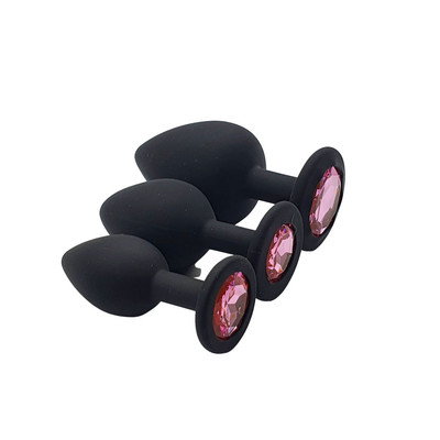 Foto 13 do produto Kit Plug Anal em Silicone com Tamanhos Diferentes e Joia em sua Base - Seamless Butt Plug Starting Kit | Disponível em 8 Cores