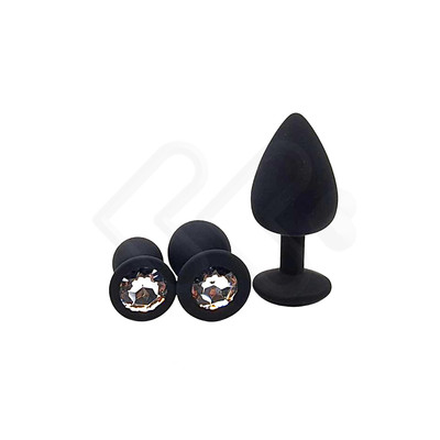 Foto 10 do produto Kit Plug Anal em Silicone com Tamanhos Diferentes e Joia em sua Base - Seamless Butt Plug Starting Kit | Disponível em 8 Cores