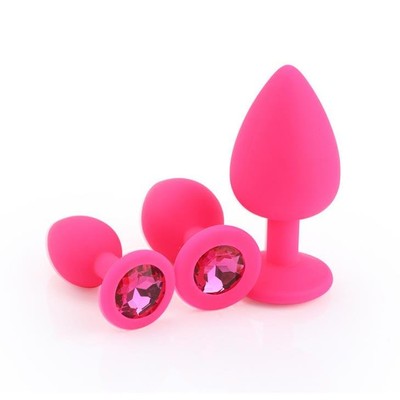 Foto 19 do produto Kit Plug Anal em Silicone com Tamanhos Diferentes e Joia em sua Base - Seamless Butt Plug Starting Kit | Disponível em 8 Cores