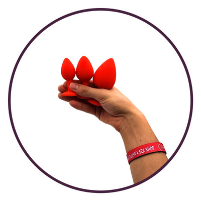 Foto 7 do produto Kit Plug Anal em Silicone com Tamanhos Diferentes e Joia em sua Base - Seamless Butt Plug Starting Kit | Disponível em 8 Cores