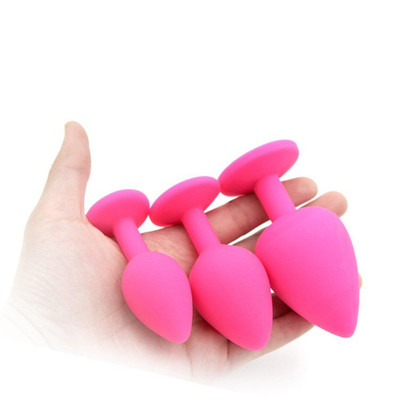 Kit Plug Anal em Silicone com Tamanhos Diferentes e Joia em sua Base - Seamless Butt Plug Starting Kit | Disponível em 8 Cores