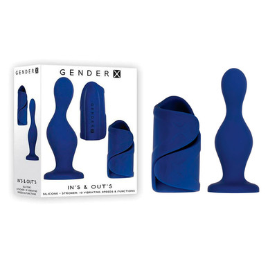 Foto 10 do produto Kit Plug Escalonado com Ventosa e Masturbador em Silicone com 10 Modos de Vibração, Recarregável - Gender X In's & Out's
