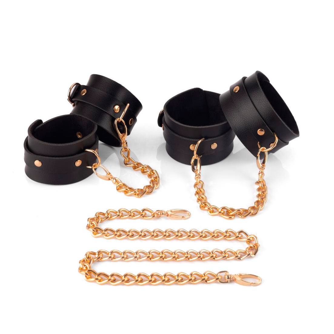 Kit Restritor Gold com Algemas e Tornozeleira e Corrente Dourada | New Star Couros - 2