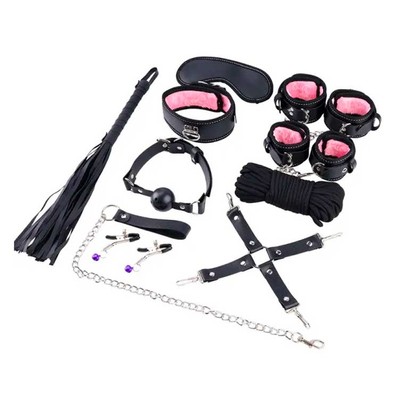 Foto 8 do produto Kit Sado de Luxo com 10 Acessórios em Couro Sintético - Bondage Kits I Would Give It All To Not Be Sleeping Alone | Disponivel em 2 Cores
