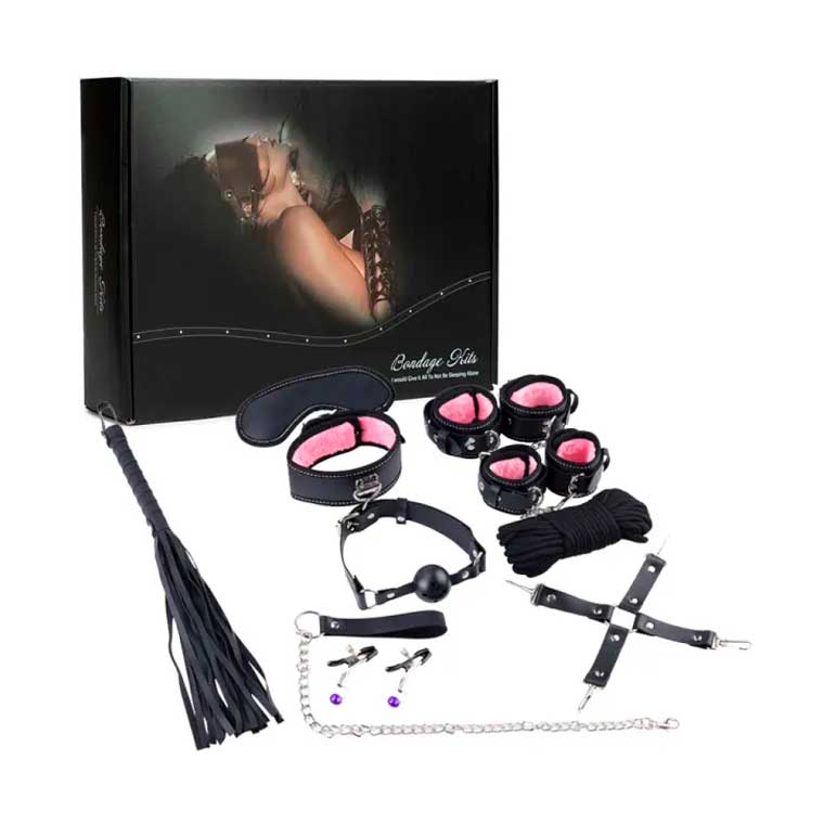 Kit Sado de Luxo com 10 Acessórios em Couro Sintético - Bondage Kits I Would Give It All To Not Be Sleeping Alone | Disponivel em 2 Cores - 5