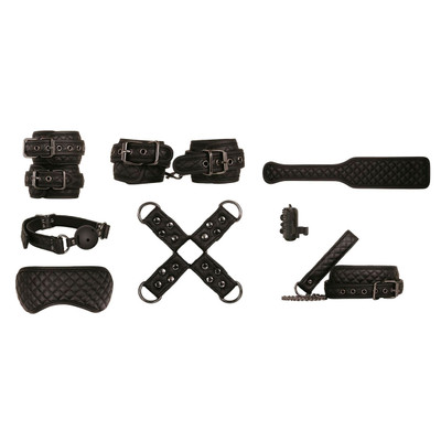 Foto 3 do produto Kit Sado de Luxo com 7 Acessórios em Couro Sintético e Anel Vibratório - Adam & Eve Eve's Fetiche Dreams Advance Bondage Set